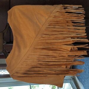 NWOT tan, fringed shorts. XL very soft! Polyester (bought before I lost weight)